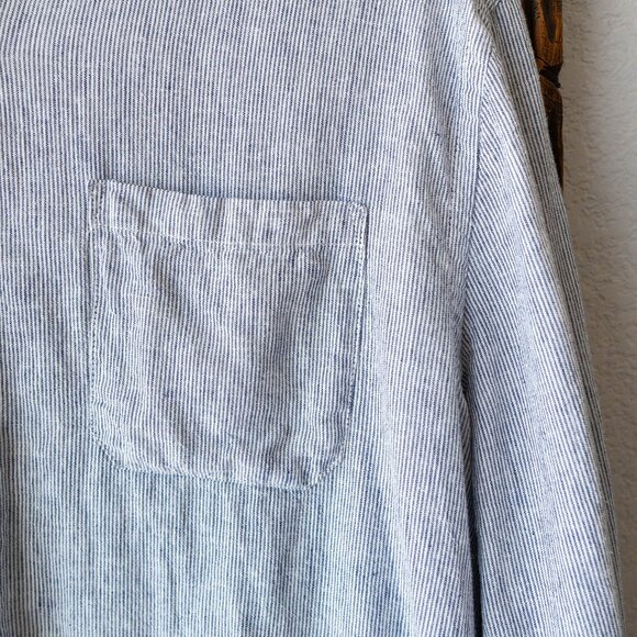 Magaschoni Men’s Shirt Size Large Linen Blend Button Up Roll Tab Long Sleeve Top - Picture 4 of 7
